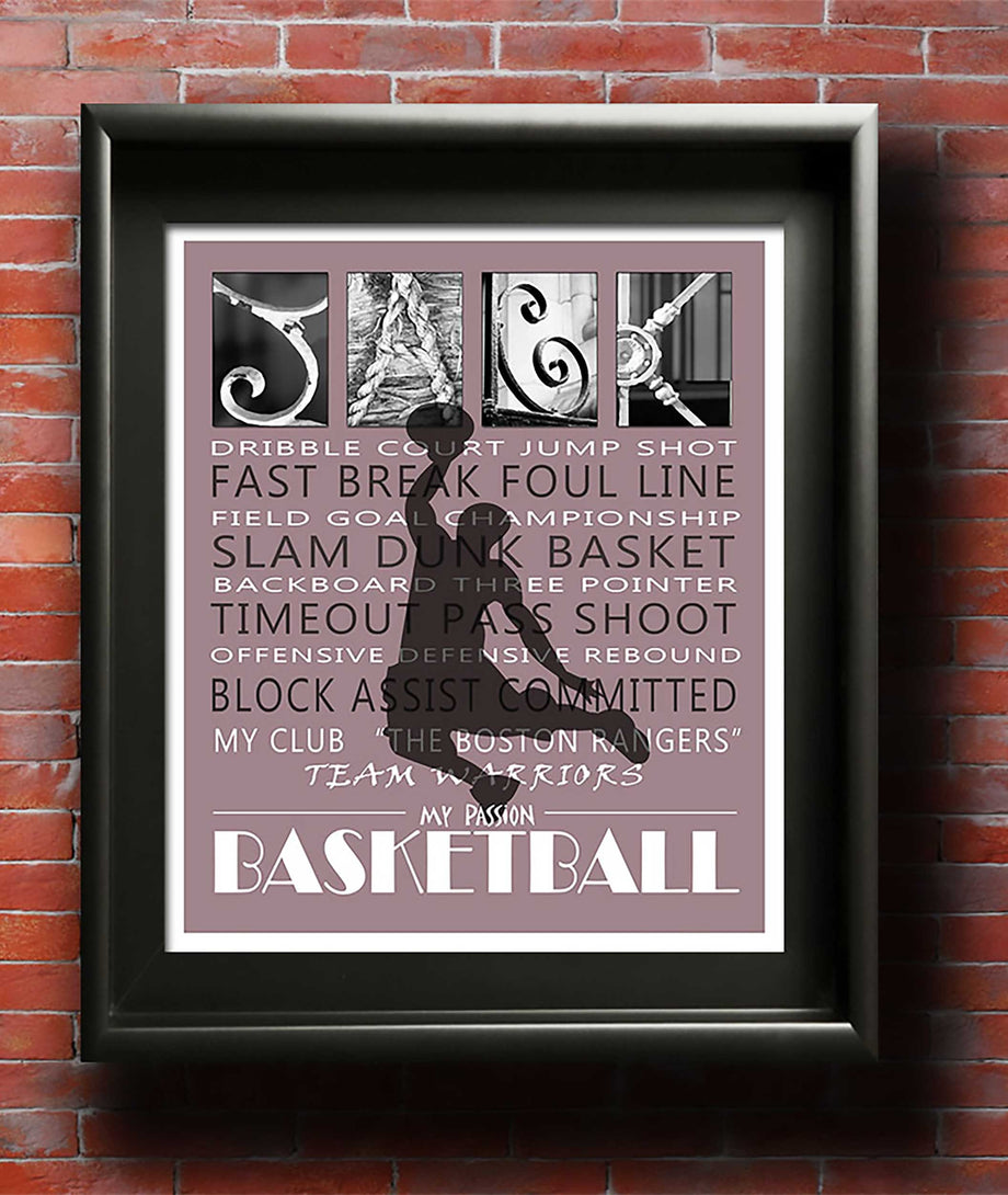 Monogram, Girls Lacrosse Wall Art, Girls Basketball Wall Art