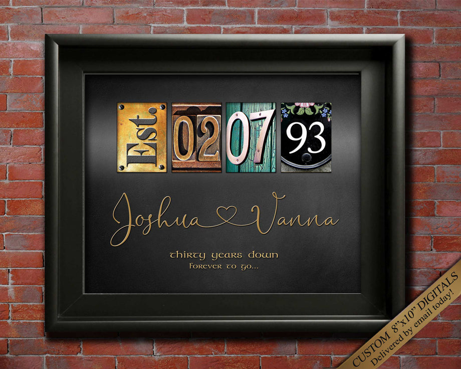 Personalized 30 Years Anniversary Slate, Custom Hally Pearl Anniversary  Stone, 30th Anniversary Gift - Unique Personalized Gifts & Home Decor