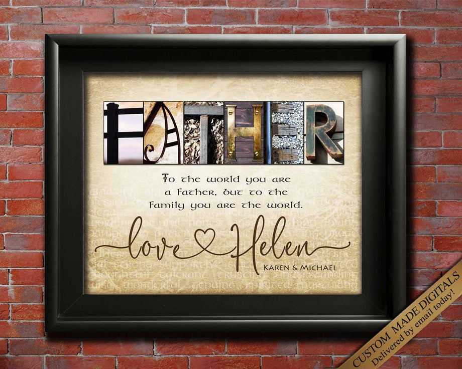Father Gift from Daughter, Personalized gift for Dad Christmas Gifts F –  Letter Art Gifts