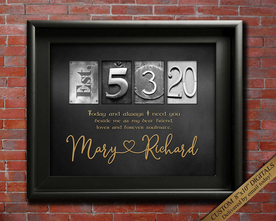 Amazon.com: Personalized Wedding Anniversary Wood Gifts - Custom Names &  Date & Years, 5th 10th 25th 50th Anniversary Plaque for Him Her Couple  Husband Wife, 6