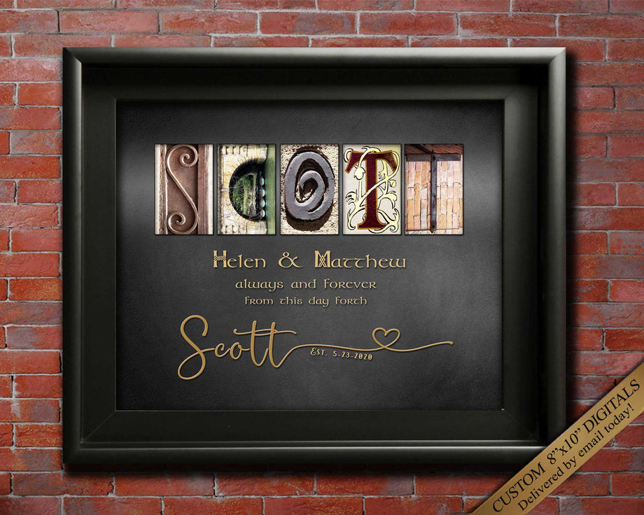 Wedding Gift For Couple, Custom Made Anniversary Gifts Any Surname A-Z –  Letter Art Gifts